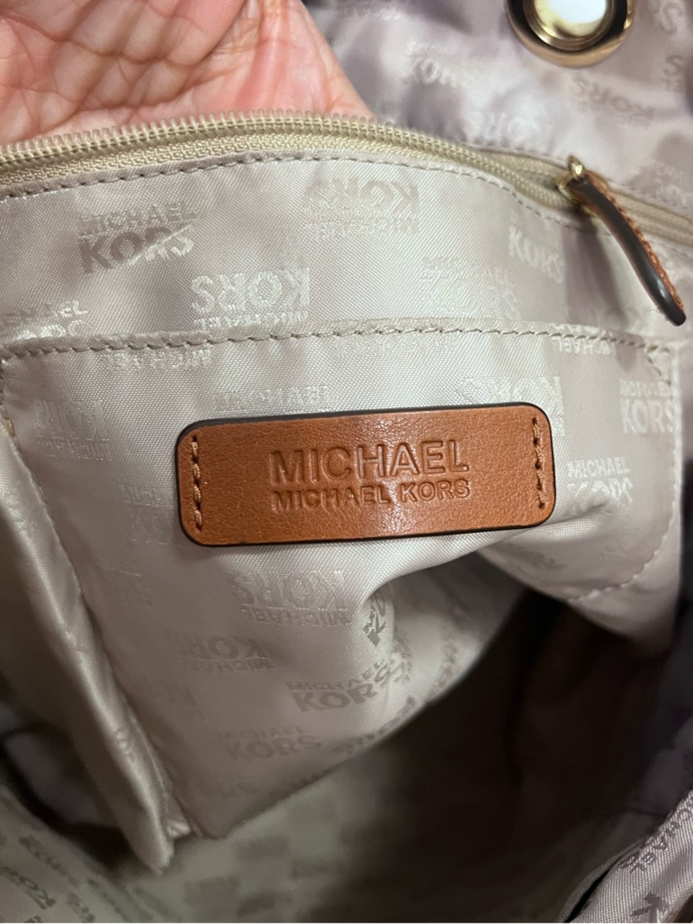 Michael Kors Brown MK Signature Tote with Leather Straps - Picture 7 of 12